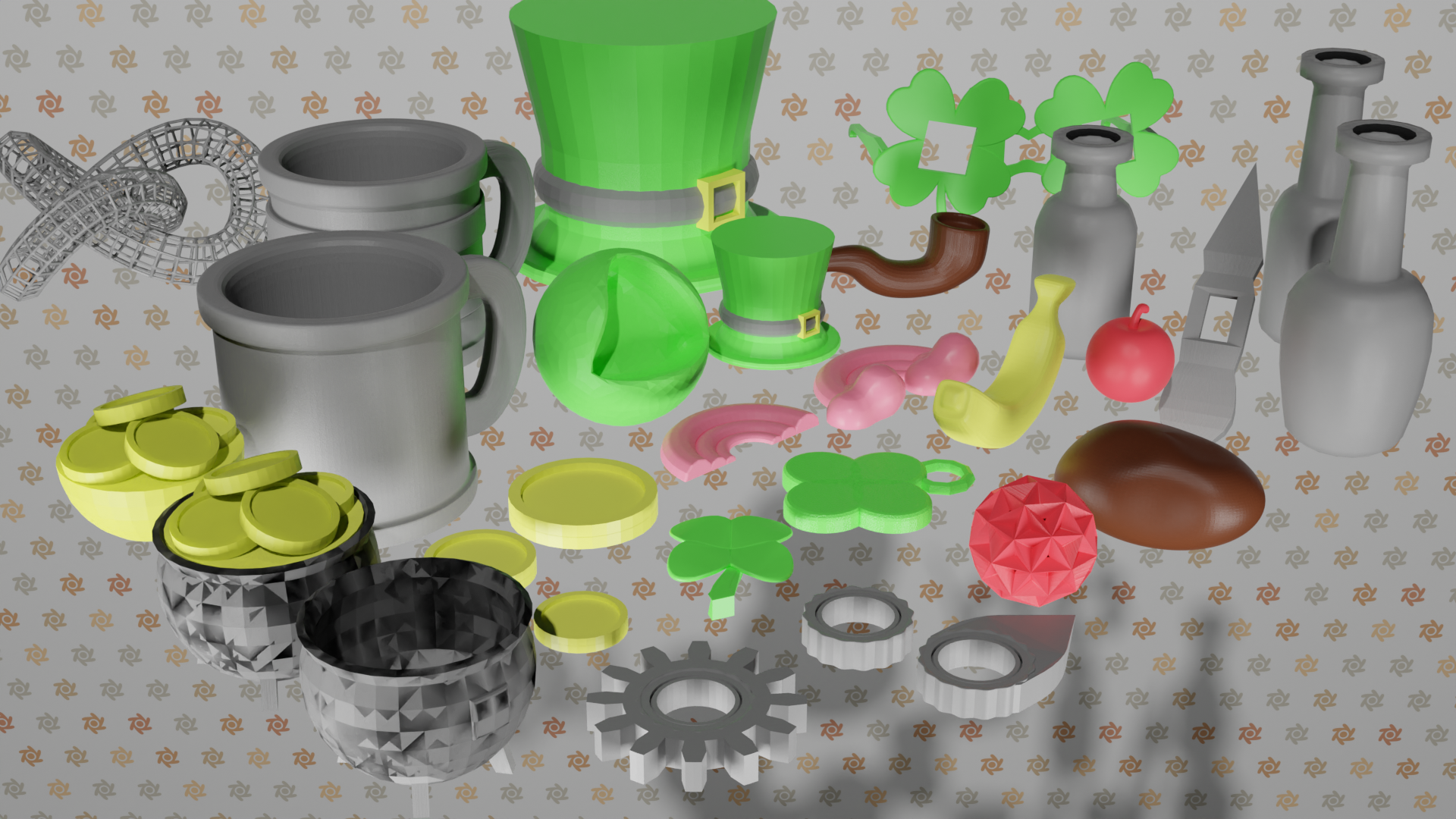 march 2023 design set stpatricksday irishbeer marchdesigns leprechaun greendesigns beerdesigns luckoftheirish marchmadness cloverdesigns beerlovers marchfestivals potofgold 3D print model - Mito3D