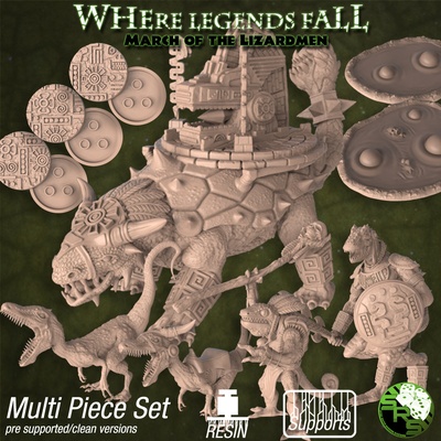 marzo of uomini lucertola collezione gioco capo fantasia giochi orrore mostro ttrpg azteco dinosauro sauro guerrieri sciamano catrame fossa 3d print model - Mito3D