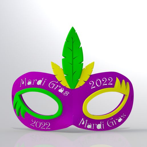 mardi gras 2022 máscara Moda carnaval firmemente partido 3D print model - Mito3D