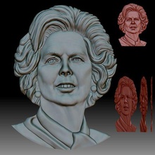 Margaret Thatcher 3d ritratto bas relief modello cnc router stampante sollievo 3d print model - Mito3D