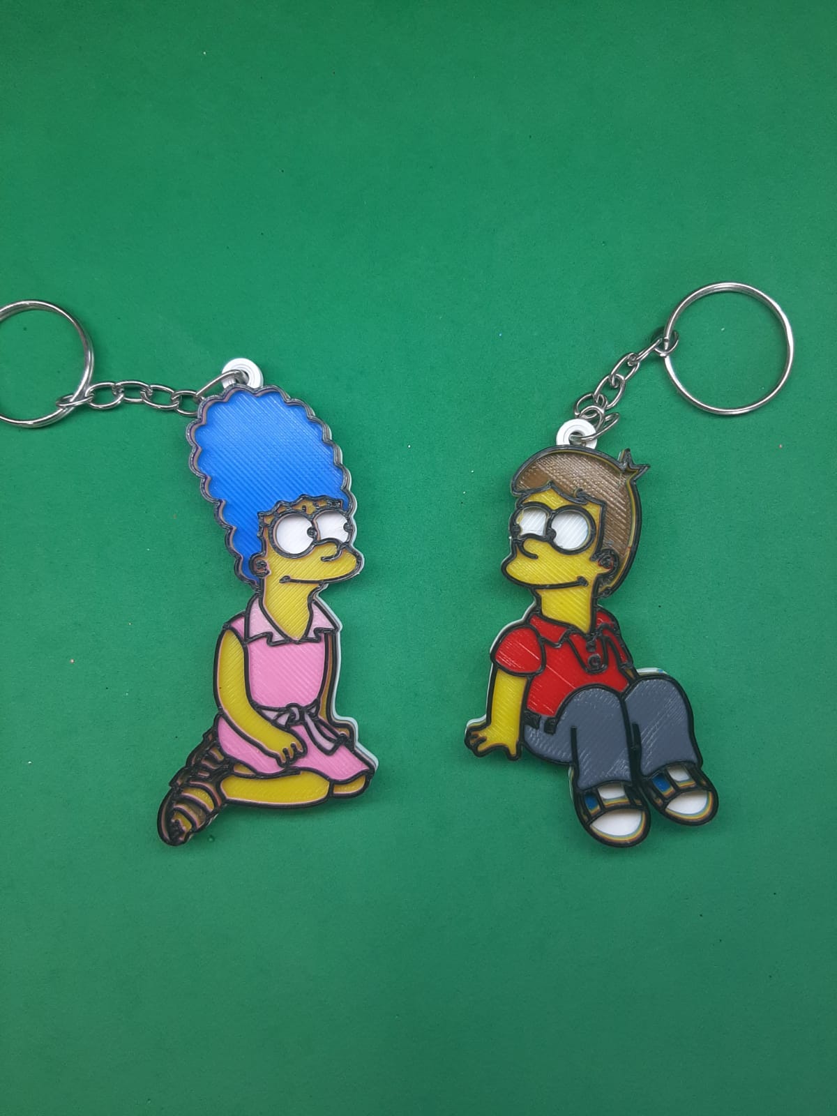 marge homer young couple key chains Jewelry rings keychain simpsons love 3D print model - Mito3D