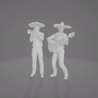 mariachi bande guitare trompette statue sombrero figurine miniature diorama modèle train chaud roues 3d print model - Mito3D