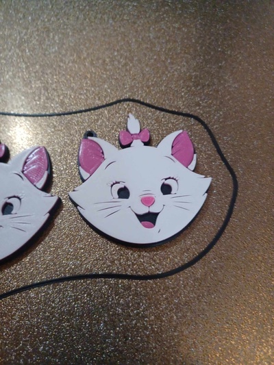 marie aristogatos llavero joyería joya gato gatito disney llave anillo lindo animal color capas 3d print model - Mito3D