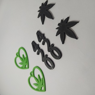 marijuana heart rings 420 hoops earrings mariahuana mari 3d print model - Mito3D
