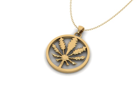 marijuana leaf pendant p 072 pendants gold necklace silver hanging stl jewelry 3d printed accessories trend 2023 jewellery printing 3dprint make jewel cannabist weed 3d print model - Mito3D