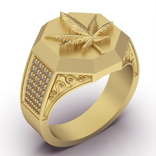 marijuana ring marijuana ring silver gold jewelry printable 3d model trend fashion design zbrush tiger  3d print model - Mito3D