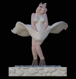 marilyn monroe pig marilyn monroe pig pig figurine marilyn monroe pig  3d print model - Mito3D