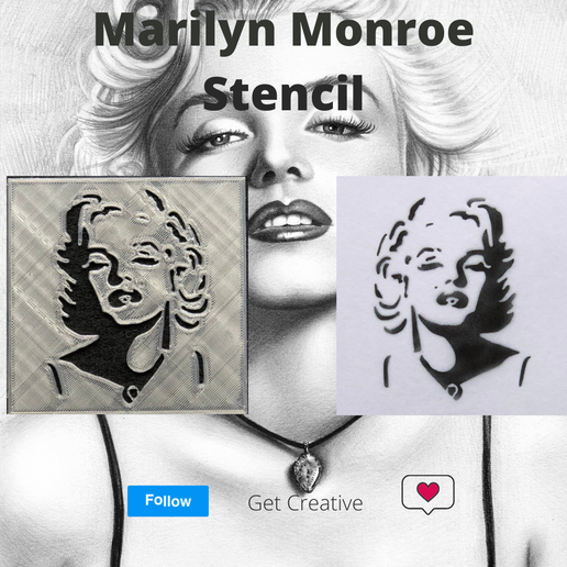 marilyn monroe stencil 3D print model - Mito3D