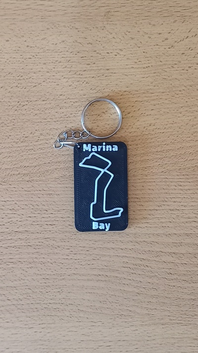 marina bay circuit keychain key rings keychains f1 circuits 3d print model - Mito3D