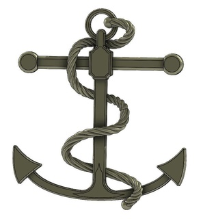 marinho âncora simbolizado âncora marinho torcido cabo símbolo logotipo 3d print model - Mito3D