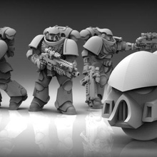marine helmet art models warhammer tabletop space miniature imperial chaos 40k 28mm stl, wh 3d print model - Mito3D