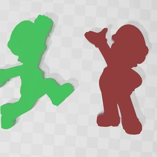 Mario luigi Silhouette Logo Brüder Nintendo 3D print model - Mito3D