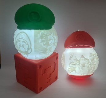 mario bauble - lithopane nightlight super bro's luigi litho lithophane nighlight home art bambu multicolour 3d print model - Mito3D