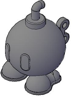 Mario bob omb figura bomba pompa 3d print model - Mito3D