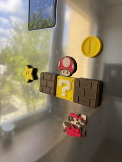 mario bros - fridge magnets mario bros style magnet fridge magnets mushroom coin star question box brick  3d print model - Mito3D