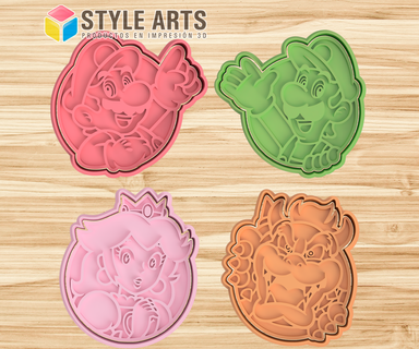 mario bros cookie dough cutter - cookies Home luigi peach bowser cutters stamp masses 3d print model - Mito3D