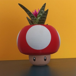 mario bros fleur pot forme crapaud plante champignon 1 super cadeau kart vidéo Jeux décoration 3d print model - Mito3D