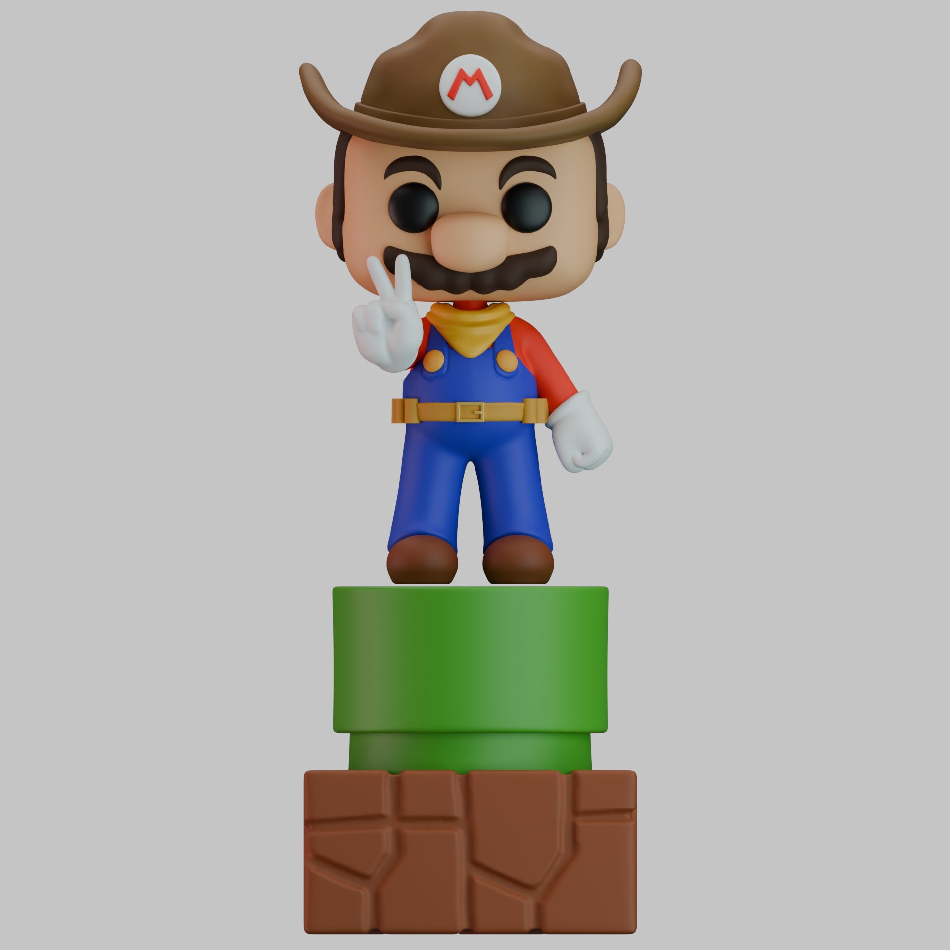 mario bros funko gioco bros basemesh base 3D print model - Mito3D