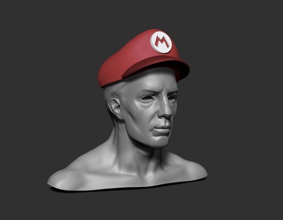 mario manos chapéu boné sombrero gorra 3d print model - Mito3D