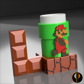mario bros mug super nes luigi bowser peaches mushroom nintendo 3d print model - Mito3D