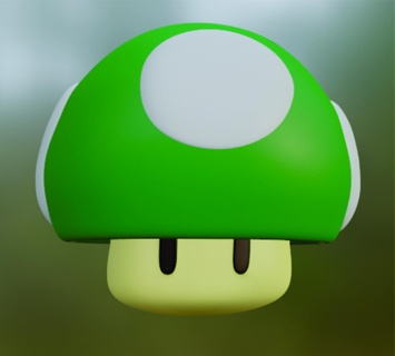 mario bros mushroom Game fungus decoration figure 3d print model - Mito3D