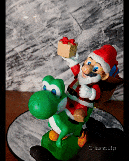Mario bros Papa Noel Yoshi Christmasxcults Kunst Video Spiele Geek Weihnachten Nacht Beliebt Disney Spielzeug Sammlerstück trocken Knochen 3d print model - Mito3D