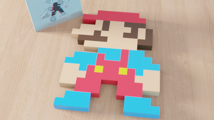 mario bros pixel puzzle spiel bross kunst stücke 3d print model - Mito3D
