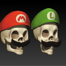 mario bros skulls art super luigi nintendo skull 3d print model - Mito3D