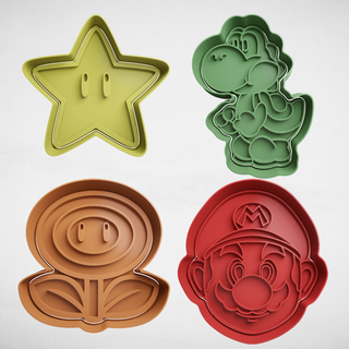 mario bros x4 set Home cookie cutter cutters stl molds games super 3d print model - Mito3D