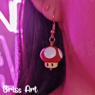 mario bross 3d mushroom earrings bros jewelry cap princess peach crown luigi yoshi egg printing 3d print model - Mito3D