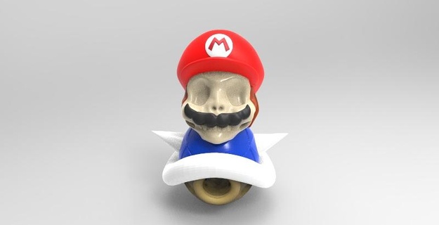 mario bross cráneo Tortuga muerte personaje vídeo juego fontanero 3d print model - Mito3D