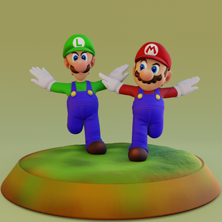 mario luigi súper hermanos película Super Mario Bros melocotón Bowser sapo nintendo super snes 3dprinting estatua figura arte fan 3d print model - Mito3D