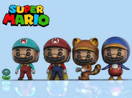 Mario funko pacco x3 bros pop film videogiochi 3d print model - Mito3D