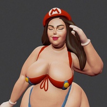 Mario kız bbw oyun koleksiyon Kostüm oyunu kıvrımlı heykelcik 3d print model - Mito3D