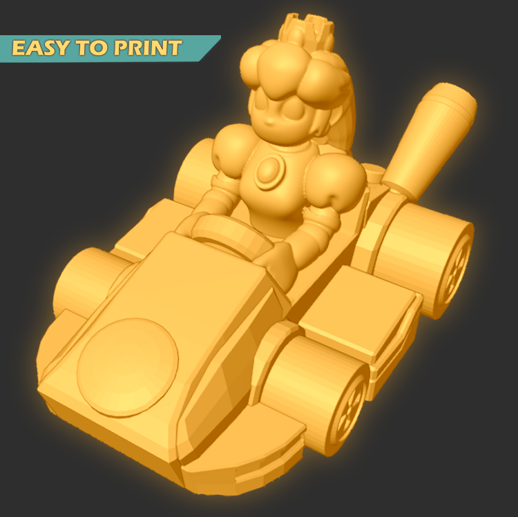 Mario kart Principessa peach facile Stampa supporto gioco pesca monopolio giocatore figura super bros stl parentesi tavola gcode 3D print model - Mito3D
