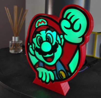 mario luminous leds home super logo child nightlight sign lighting light homedecor decoration lamp gift night dodo 3d print model - Mito3D