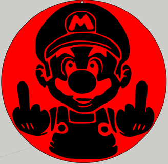 Mario orta parmak 2d Sanat duvar 3d print model - Mito3D