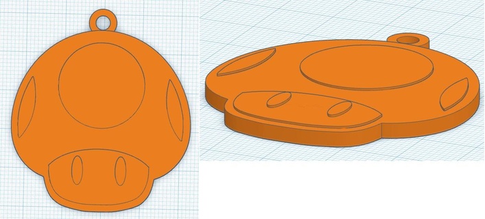 mario cogumelo chaveiro mariom 3d print model - Mito3D