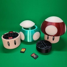mario mushroom secret switch game organizer art stash container planter cute gift easy print games 3d print model - Mito3D