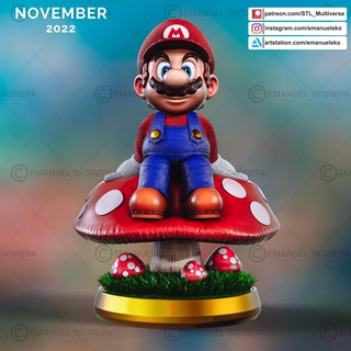 Mario funghi stl video gioco bowser pesca zelda collegamento 3dprint miniatura 3dprintable giocattolo collezione rospo diorama scultura film 3d print model - Mito3D