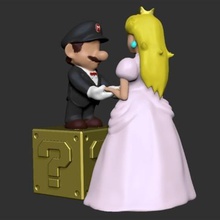 mario peach - pastel de bodas topper art cuadro juego jugador juegos matrimonio modelo nintendo la princesa pregunta super bros video regalo 3d print model - Mito3D