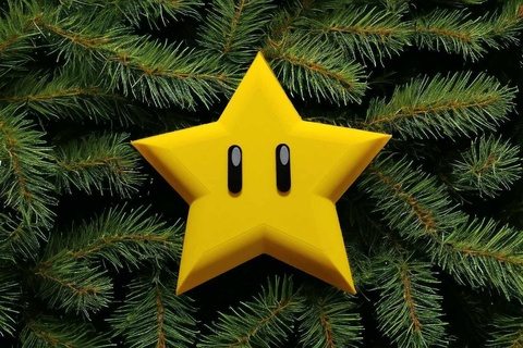 mario star christmas tree topper Home xmas peach princess nintendo 3d print model - Mito3D