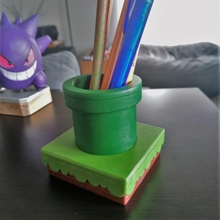 mario tube pen holder vase nintendo switch flowers desk organisatio decoration luigi video game gaming 3d print model - Mito3D