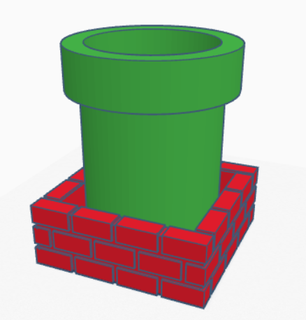 mario warp pipe flower pot brick tray Game planter plant nintendo nintendto 3d print model - Mito3D