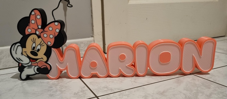 marion minnie name lamp first mickey disney pink light design animated 3d print model - Mito3D