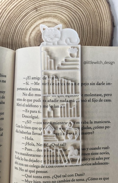 marca gato favoritos páginas lendo livro ler marcador sinete 3d print model - Mito3D