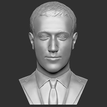 mark zuckerberg bust 3d printing art facebook elon musk celebrity figurine miniature sculpture gates bezos steve jobs nasa 3d print model - Mito3D