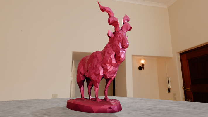 markhor goat poly statue stl 3d print file art lamb jungle safari miniature tabletop animals sculpture wall decor 3d print model - Mito3D