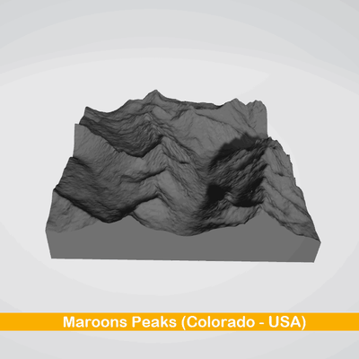 marrom picos eua 3d mapa topografia stl alce montanhas colorado sinos gêmeo cimeiras alpino lagos prados escalada caminhada cair folhagem tirar fôlego visualizações ar livre entusiastas fotógrafos icônico 3d print model - Mito3D