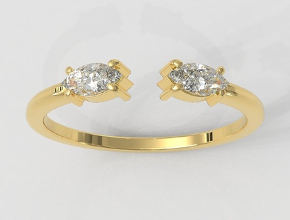 Marquise Edelstein öffnen Ring Schmuck Ringe Gold paulorani modisch Mode modern Silber Juwel Diamant Engagement 3d print model - Mito3D